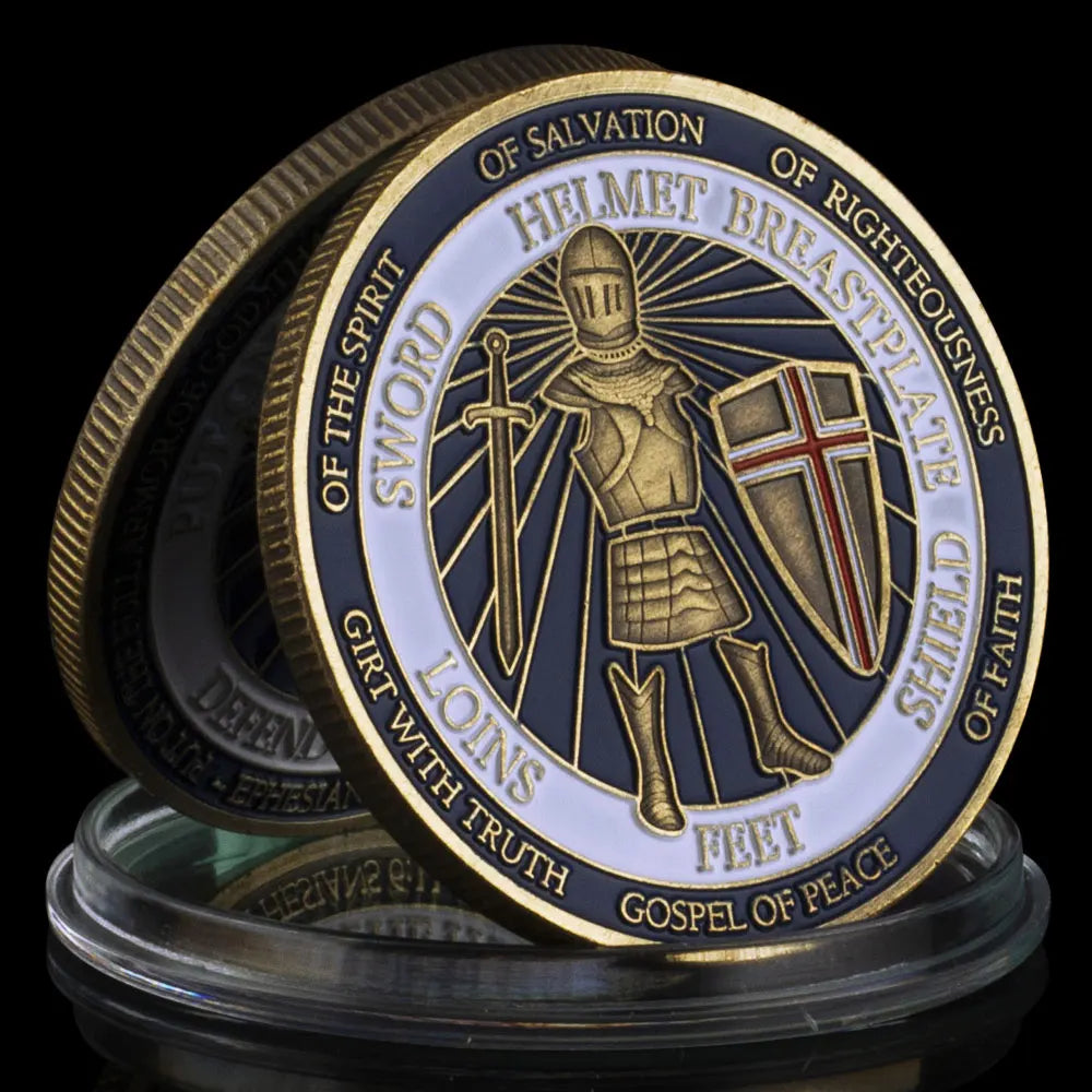 Put on The Full Armor of God Challenge Coin for Christian Defend The Faith Golden Plated Commemorative Coins 1705-Chinese Style Finds™