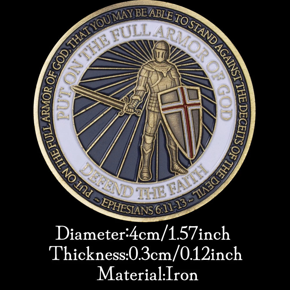 Put on The Full Armor of God Challenge Coin for Christian Defend The Faith Golden Plated Commemorative Coins 1705-Chinese Style Finds™