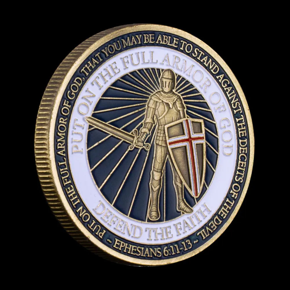 Put on The Full Armor of God Challenge Coin for Christian Defend The Faith Golden Plated Commemorative Coins 1705-Chinese Style Finds™