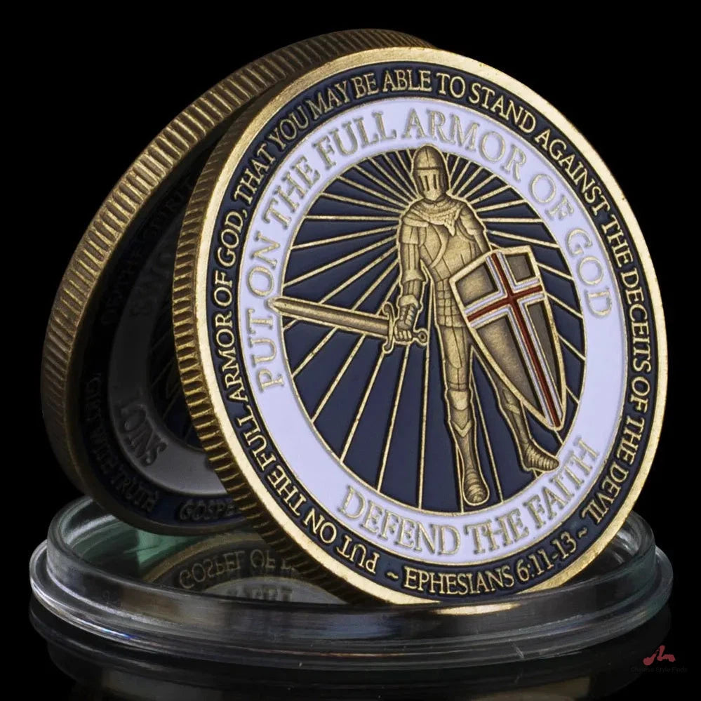 Put on The Full Armor of God Challenge Coin for Christian Defend The Faith Golden Plated Commemorative Coins 1705-Chinese Style Finds™