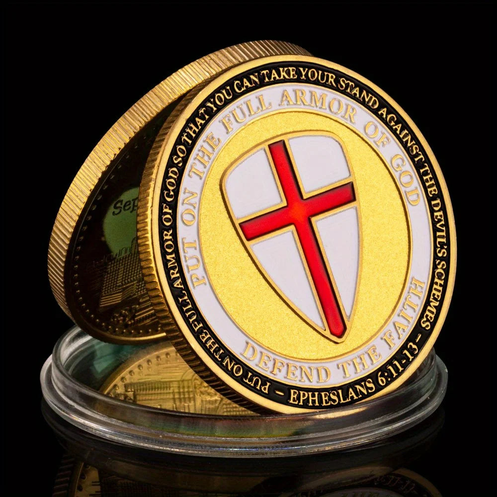 Put on The Full Armor of God Ephesians Souvenir Collectible Coin Golden Plated Commemorative Coin Challenge Coin 1337-Chinese Style Finds™