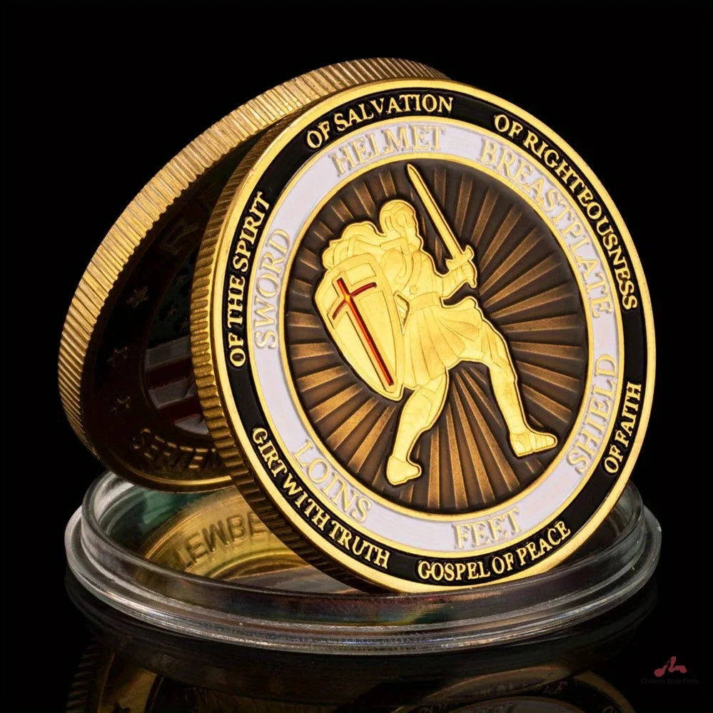 Put on The Full Armor of God Ephesians Souvenir Collectible Coin Golden Plated Commemorative Coin Challenge Coin 1337-Chinese Style Finds™