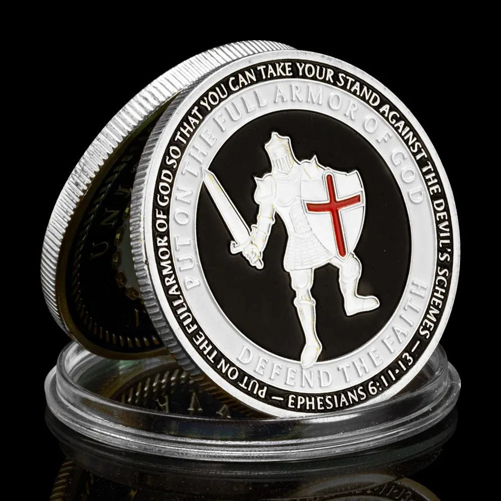 Put on The Full Armor of God Golden Plated Coin Defend The Faith United State Navy Collectible Challenge Coin Commemorative Coins 1460-Chinese Style Finds™