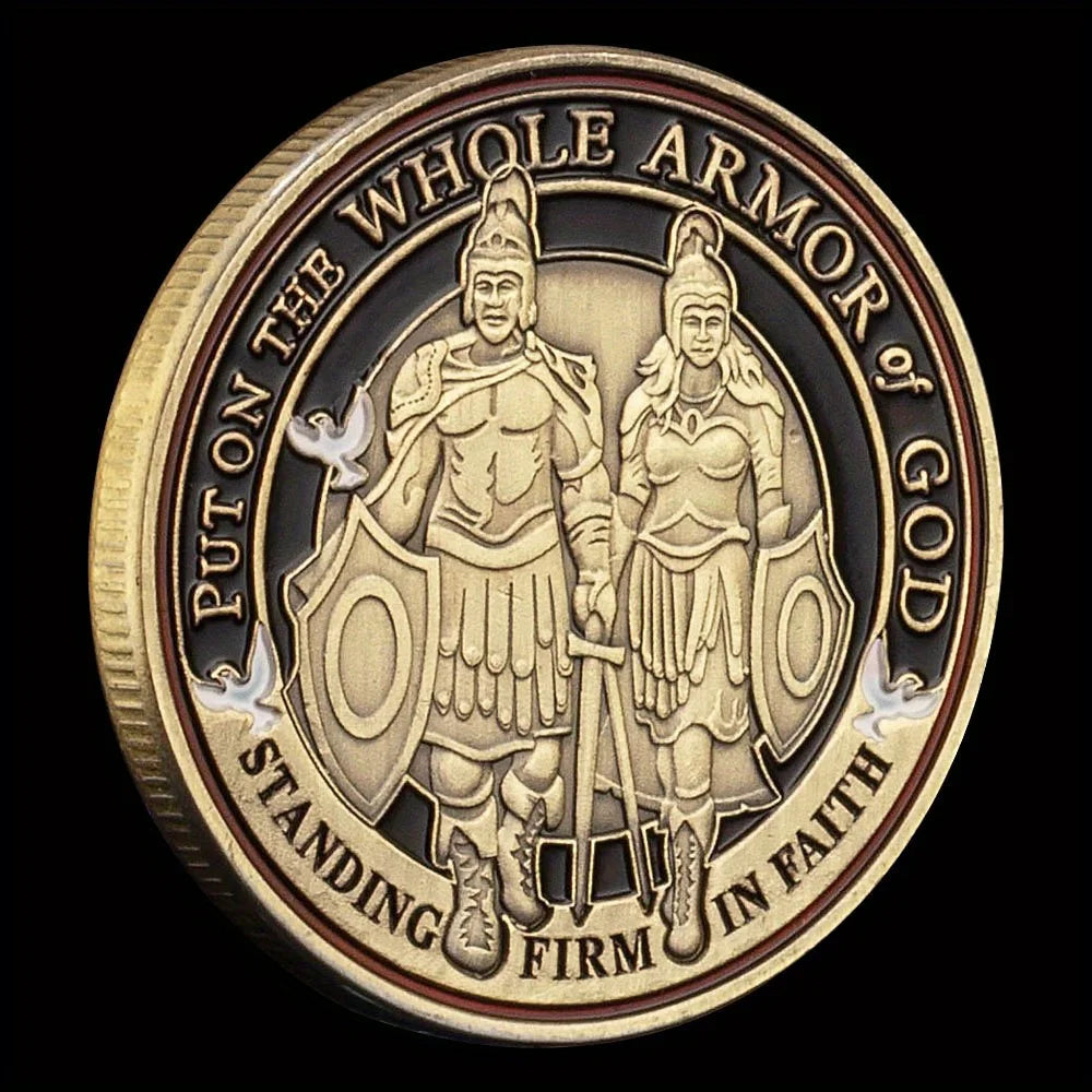 Put on The Whole Armor of God Bronze Plated Coins Souvenirs and Gift Ideas Commemorative Coin Home Decorations Christian Coin 1592-Chinese Style Finds™