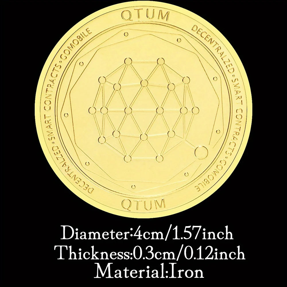 QTUM 1PCS Plated Golden Coin Cryptocurrency Collectible Gift Coin Art Collection Physical Golden Plate Commemorative Coin 1389-Chinese Style Finds™