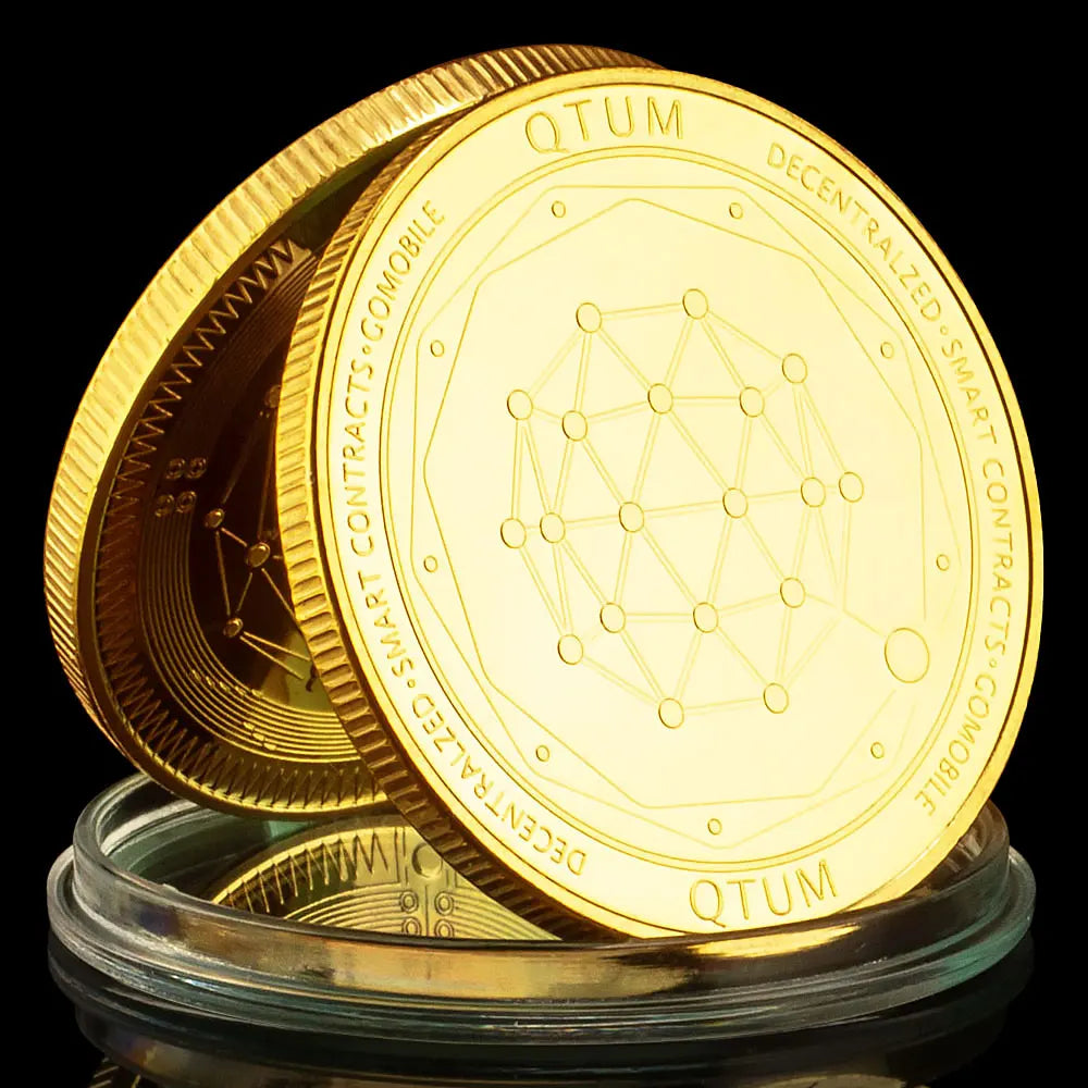 QTUM 1PCS Plated Golden Coin Cryptocurrency Collectible Gift Coin Art Collection Physical Golden Plate Commemorative Coin 1389-Chinese Style Finds™