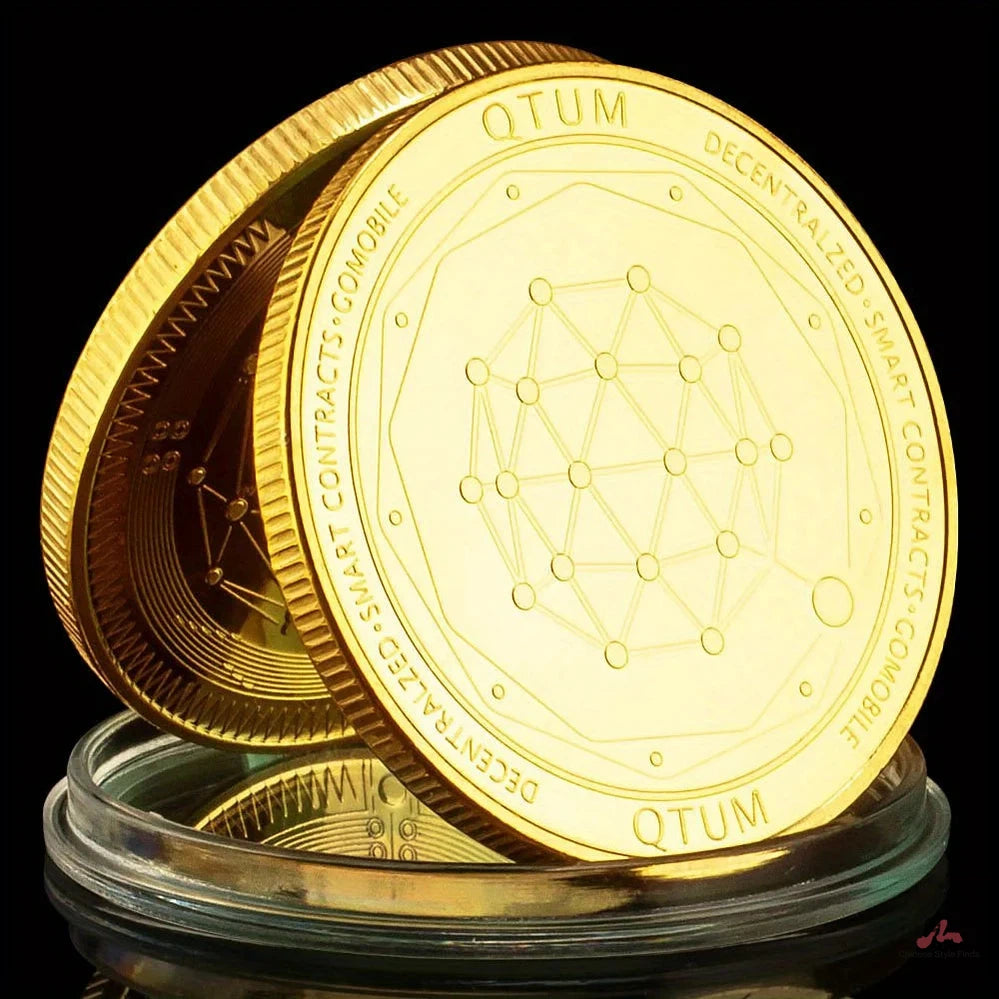 QTUM 1PCS Plated Golden Coin Cryptocurrency Collectible Gift Coin Art Collection Physical Golden Plate Commemorative Coin 1389-Chinese Style Finds™