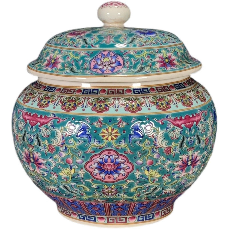 Rare Antique Chinese Porcelain Qing Qianlong Enamel Engraved Canister-Chinese Style Finds™