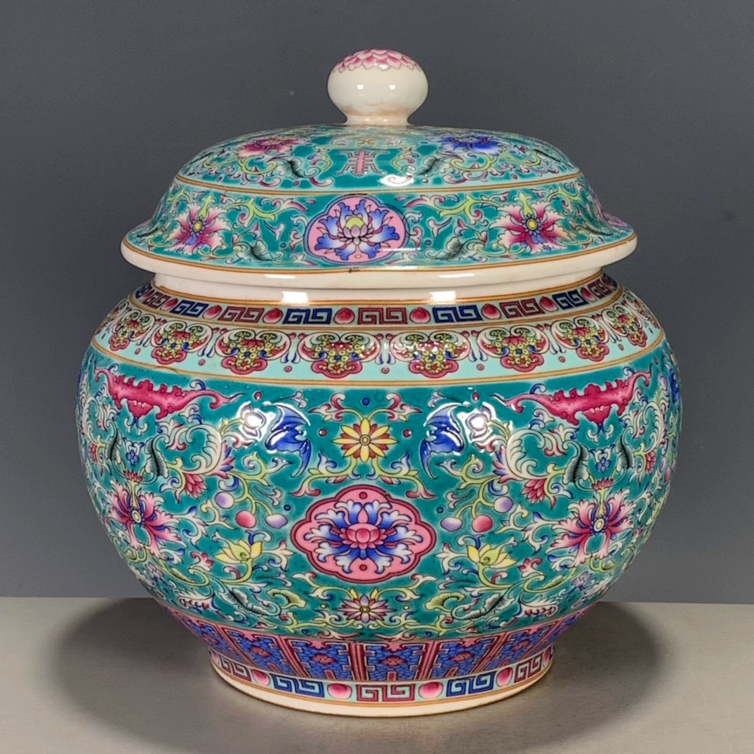 Rare Antique Chinese Porcelain Qing Qianlong Enamel Engraved Canister-Chinese Style Finds™