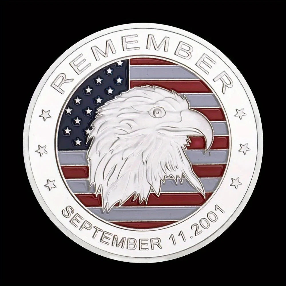 Remember Sept.11 2001 Souvenir Coin Golden Plated Commemorative Coin Eagle Pattern Challenge Coin Collectible 9.11 Coin 1299-Chinese Style Finds™