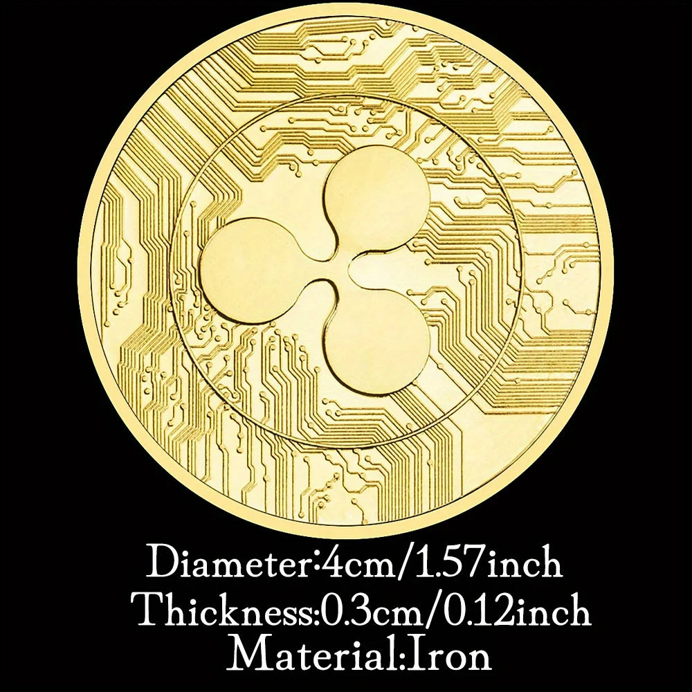 Ripple Crypto Coins Physical Cryptocurrency coin Golden Plated Souvenirs and Gift Ideas Home Decorations Commemorative Coins 1380-Chinese Style Finds™