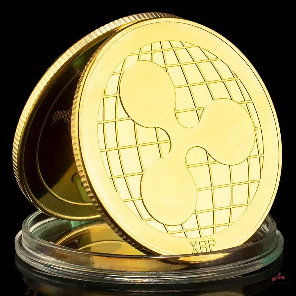 Ripple Physical Crypto Coin Collectible Golden Plated Souvenir Cryptocurrency Coin Creative Gift Commemorative Coin 1641-Chinese Style Finds™