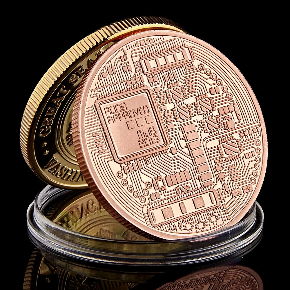 Rose Gold Plated Bitcoin Coin Collectible Art Collection Gift Bit BTC Metal Coins 1038-Chinese Style Finds™