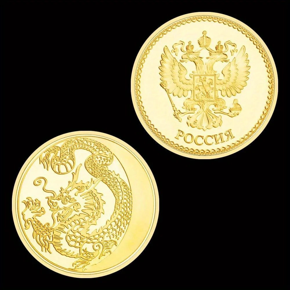 Russian Dragon Collectible Souvenir Coin Golden Plated Collection Gift Commemorative Coin 1224-Chinese Style Finds™