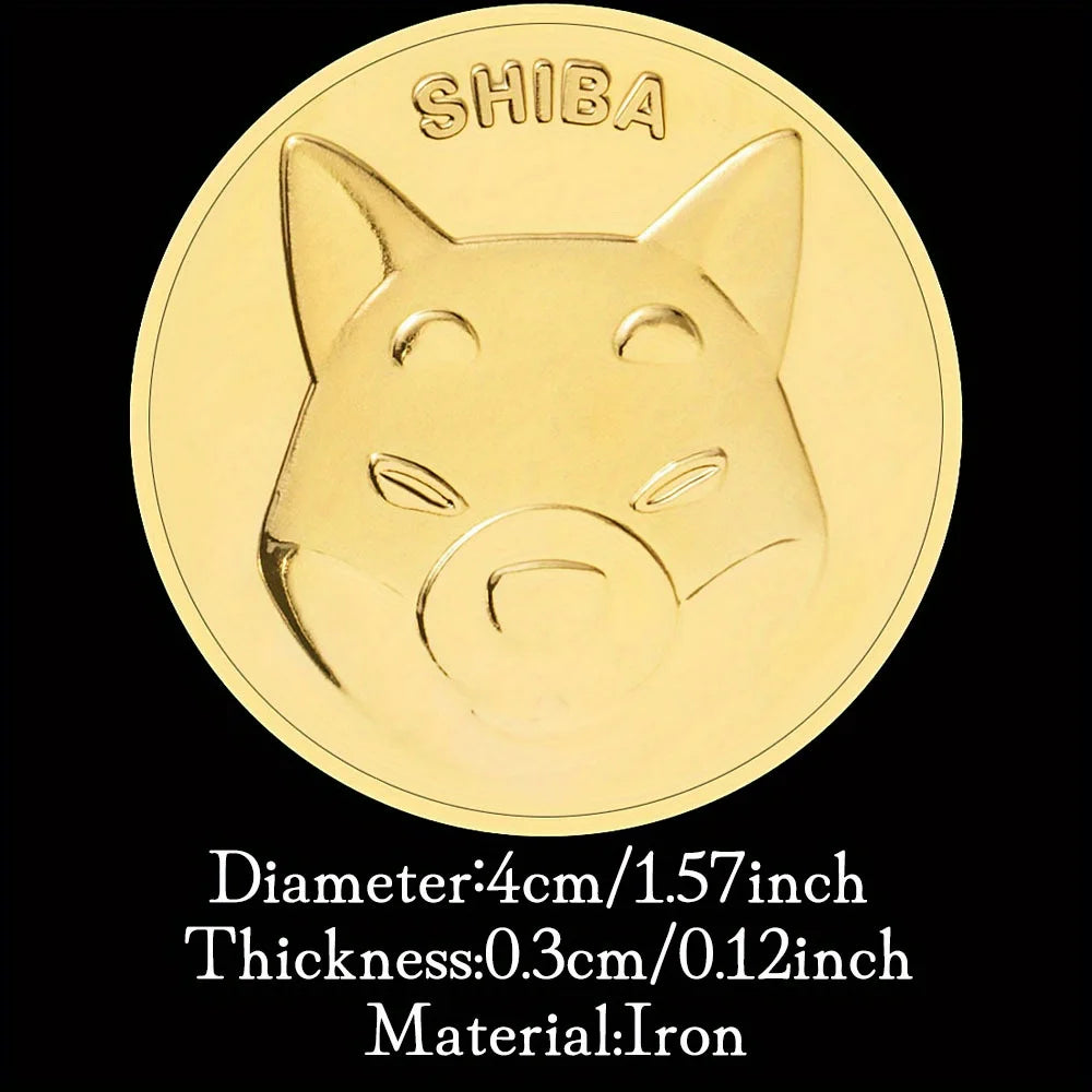 SHIBA Souvenir Metal Golden Plated Physical SHIBA SHIB Coin Souvenir Commemorative Coins Collectible Coins Cryptocurrency Coin 1595-Chinese Style Finds™