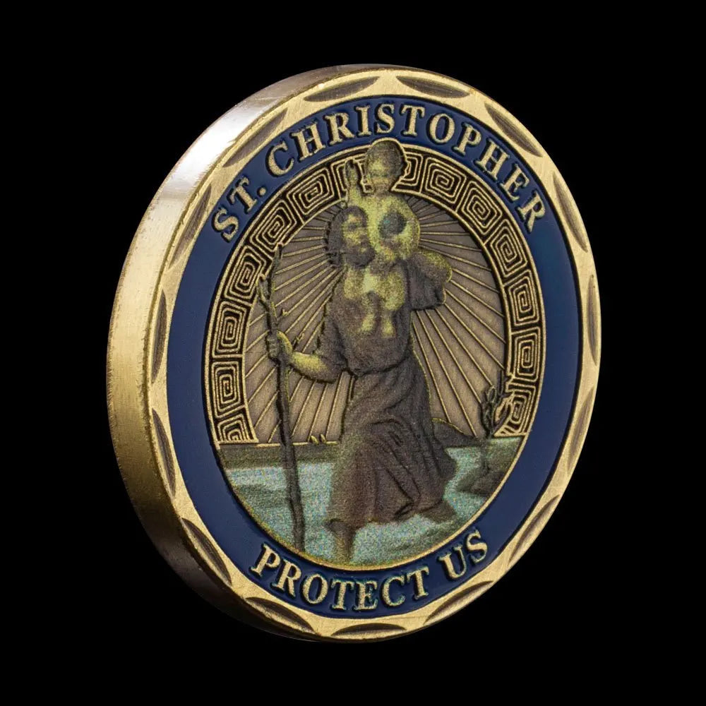 ST.Christopher Protect Us Souvenir Patron Saint of Travelers Commemorative Coin Prayer Pattern Copper Plated Gift Coin 1623-Chinese Style Finds™