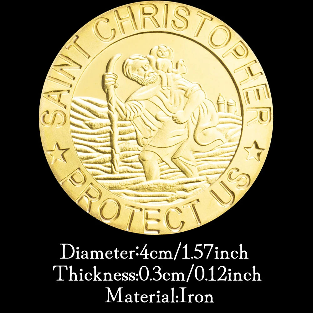 Saint Christopher Protect Us Souvenir Gold Plated Coin Collectible Gift The Patron Saint of Travelers Commemorative Coin 1203-Chinese Style Finds™