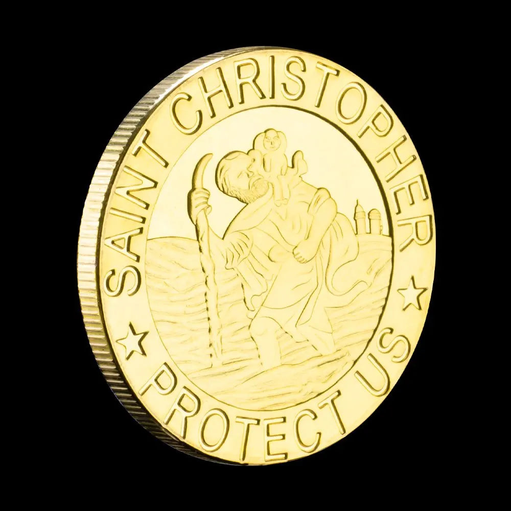 Saint Christopher Protect Us Souvenir Gold Plated Coin Collectible Gift The Patron Saint of Travelers Commemorative Coin 1203-Chinese Style Finds™