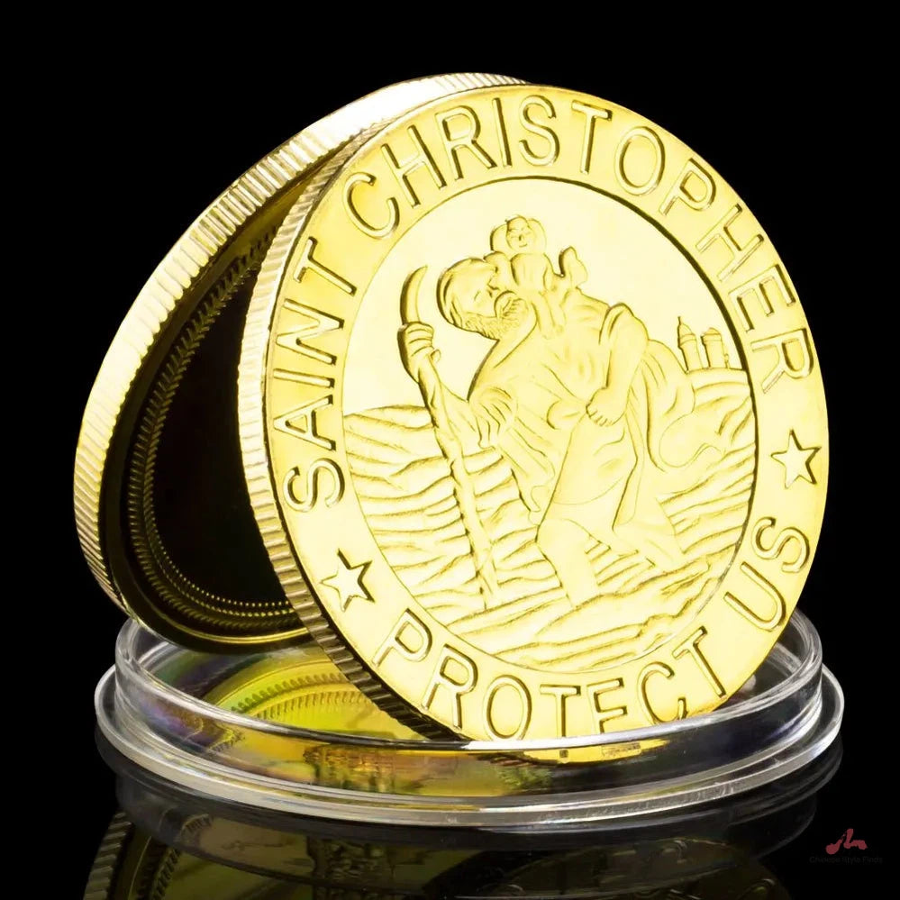 Saint Christopher Protect Us Souvenir Gold Plated Coin Collectible Gift The Patron Saint of Travelers Commemorative Coin 1203-Chinese Style Finds™