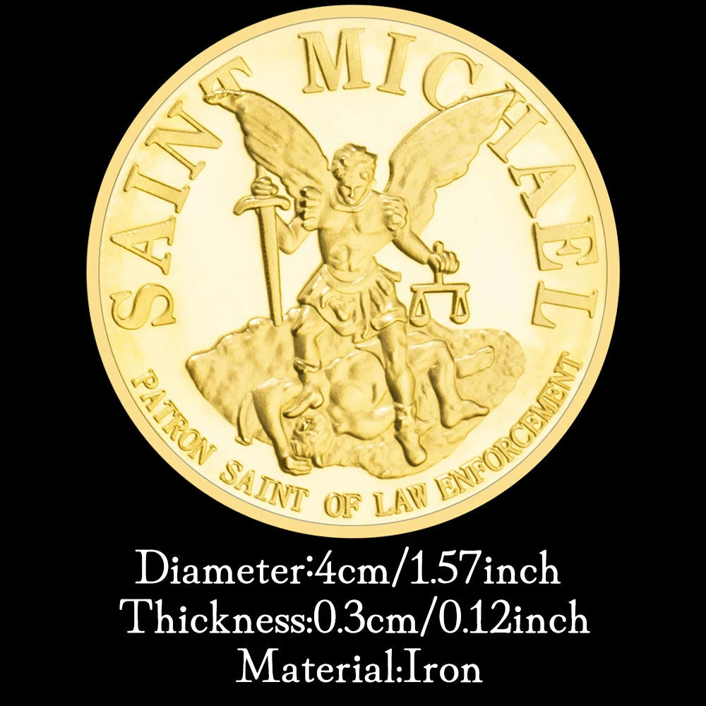 Saint Michael Challenge Coin 2nd Amendment Collectible Gift Golden Plated Commemorative Coin Gun 1495-Chinese Style Finds™