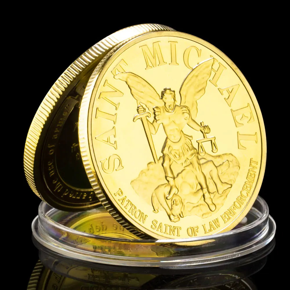 Saint Michael Challenge Coin 2nd Amendment Collectible Gift Golden Plated Commemorative Coin Gun 1495-Chinese Style Finds™