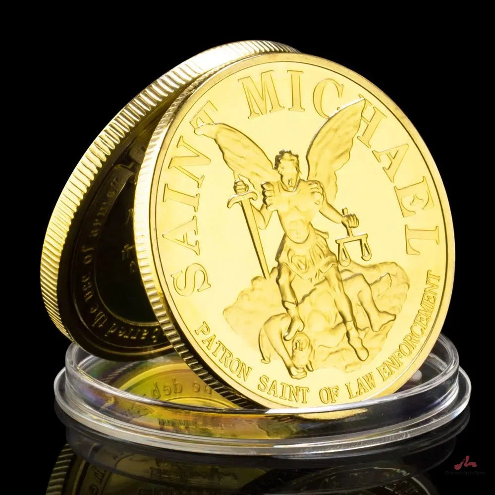 Saint Michael Challenge Coin 2nd Amendment Collectible Gift Golden Plated Commemorative Coin Gun 1495-Chinese Style Finds™