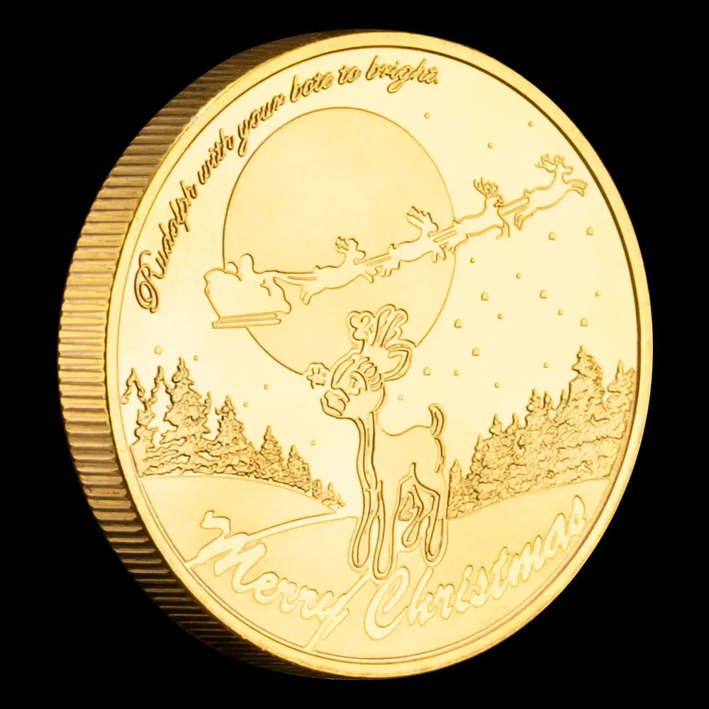 Santa Claus Wishing Coin Commemorative Coins Merry Christmas Gift for Kids Commemorative Coins Happy New Year 1487-Chinese Style Finds™