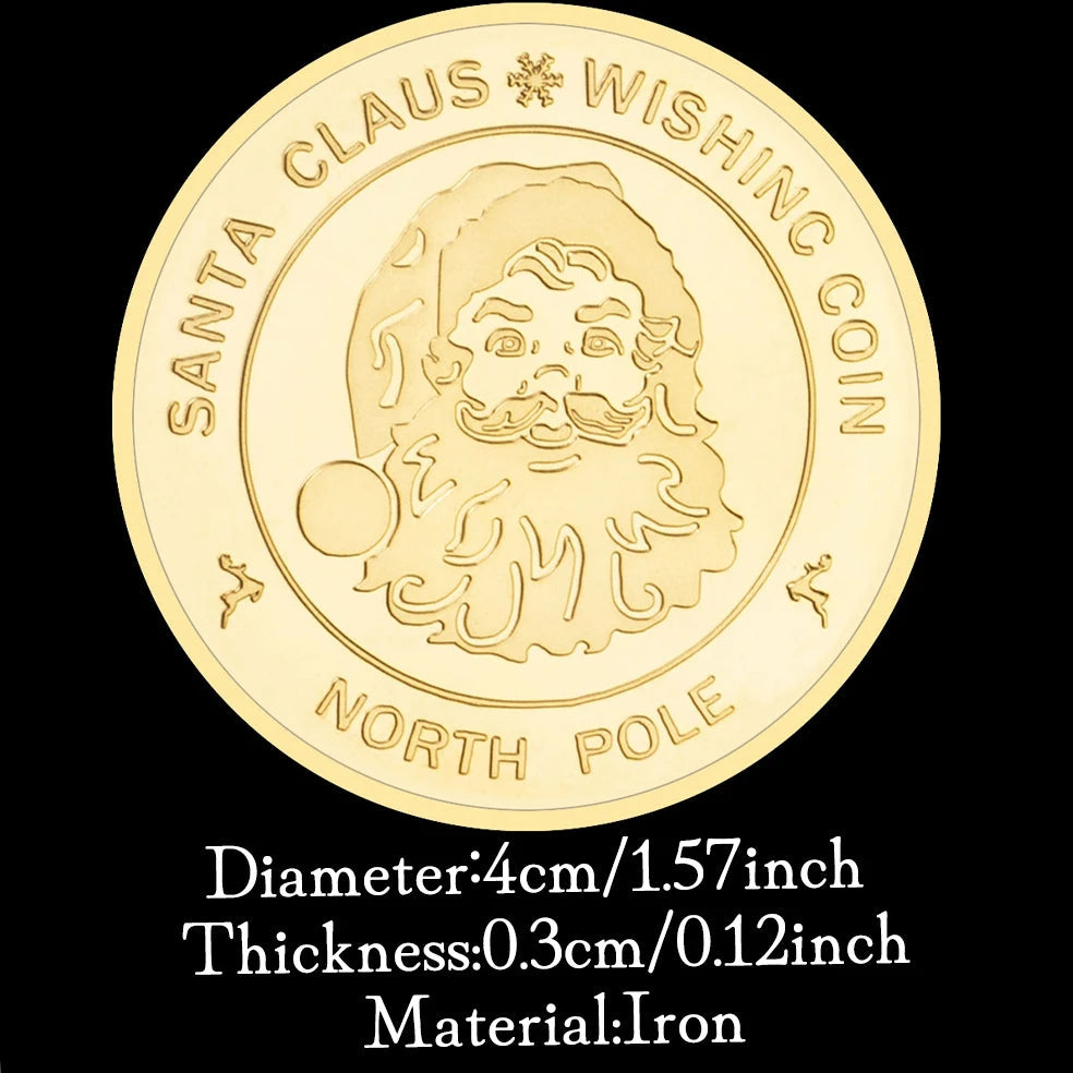 Santa Claus Wishing Coin North Pole Commemorative Coins Golden Plated Souvenris and Gift for Christmas Home Decorations 1652-Chinese Style Finds™