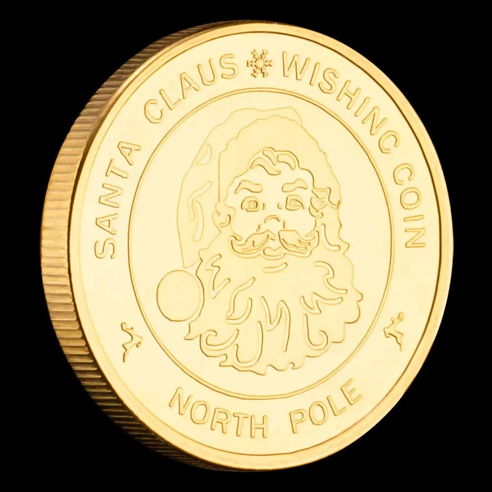 Santa Claus Wishing Coin North Pole Commemorative Coins Golden Plated Souvenris and Gift for Christmas Home Decorations 1652-Chinese Style Finds™