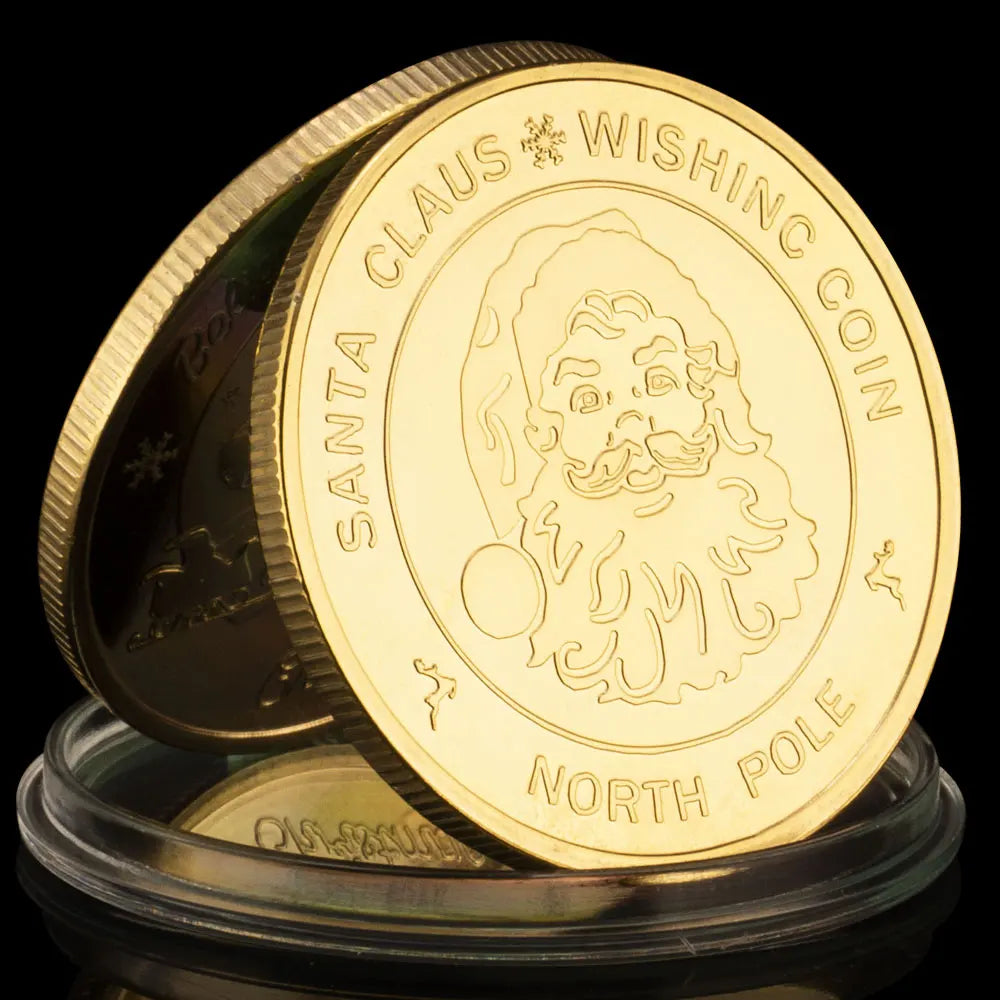 Santa Claus Wishing Coin North Pole Commemorative Coins Golden Plated Souvenris and Gift for Christmas Home Decorations 1652-Chinese Style Finds™