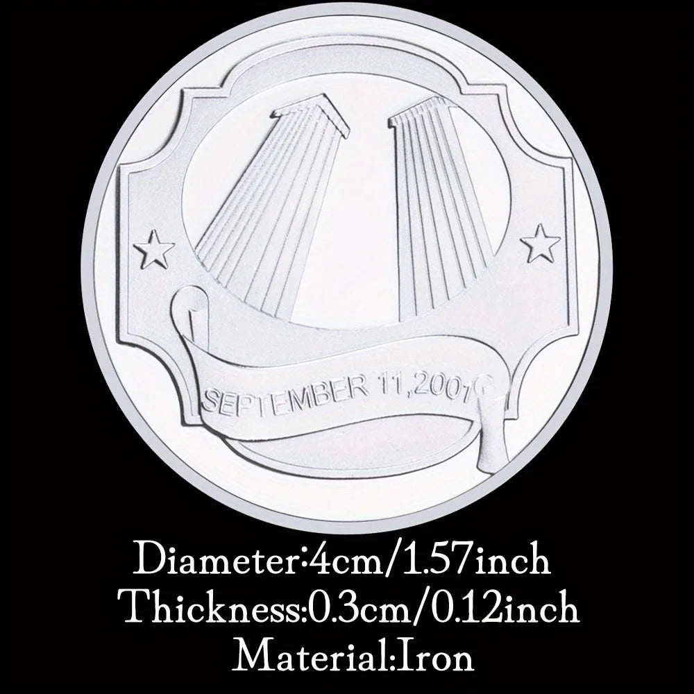 September 11 Terrorist Attacks Souvenir Gift Always Remember Collectible silvery Plated Coin American Heroes Commemorative Coin 1558-Chinese Style Finds™