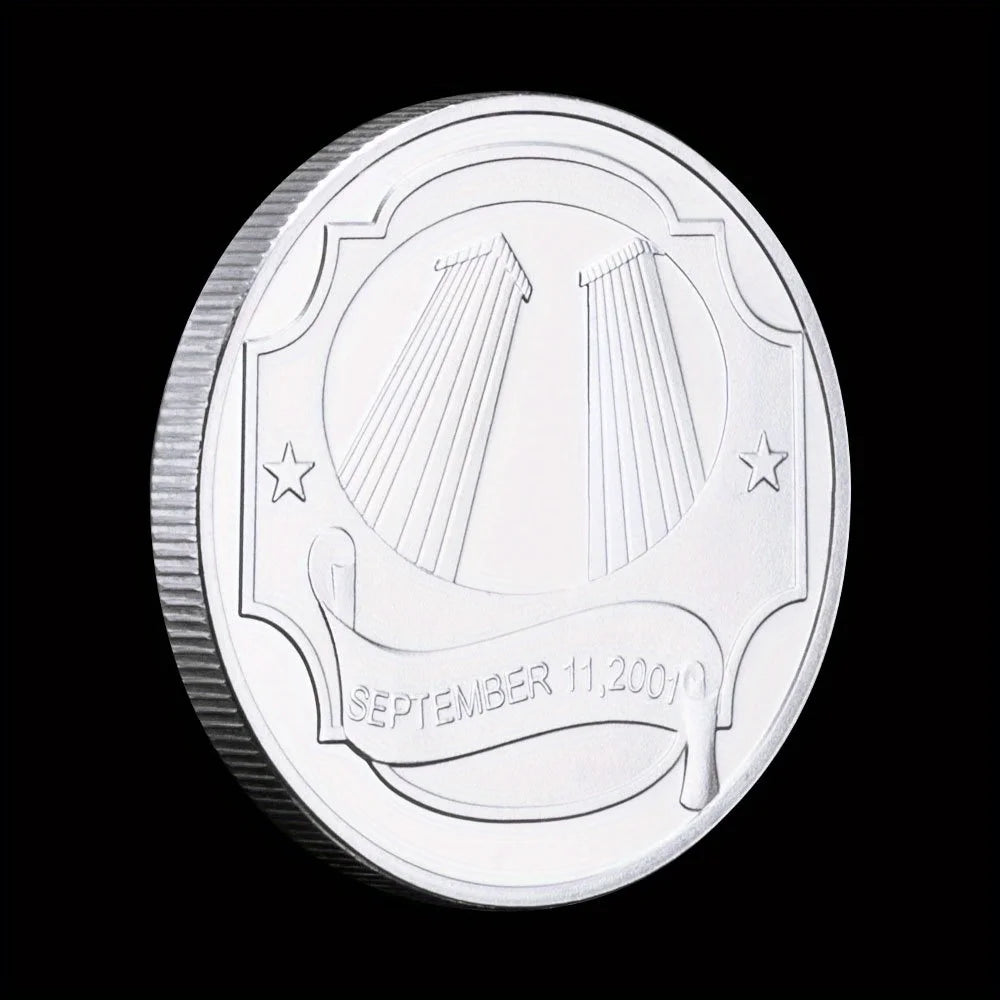 September 11 Terrorist Attacks Souvenir Gift Always Remember Collectible silvery Plated Coin American Heroes Commemorative Coin 1558-Chinese Style Finds™