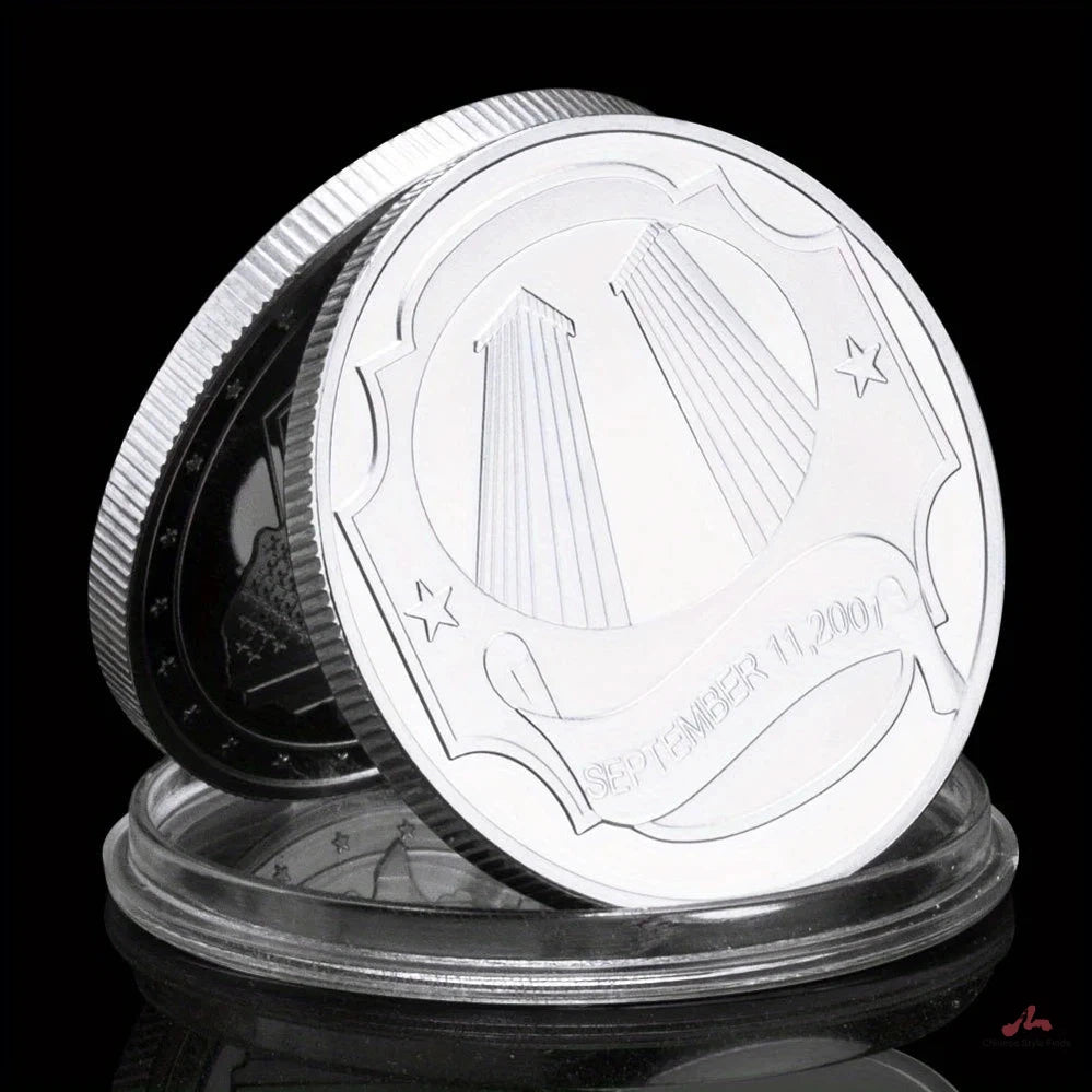 September 11 Terrorist Attacks Souvenir Gift Always Remember Collectible silvery Plated Coin American Heroes Commemorative Coin 1558-Chinese Style Finds™