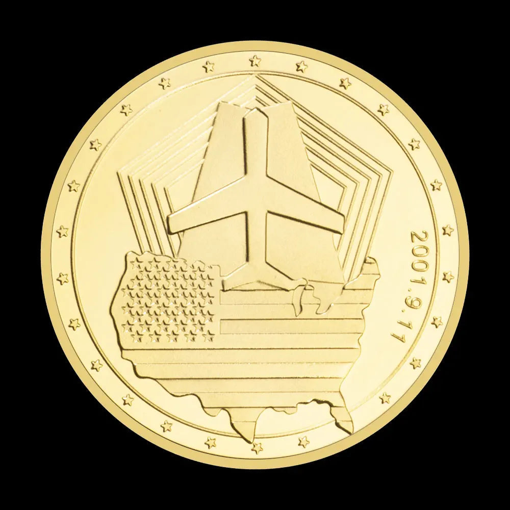 September 11 Terrorist Attacks Souvenir Gift Never Forget Collectible Golden Plated Coin American Heroes Commemorative Coin 1464-Chinese Style Finds™