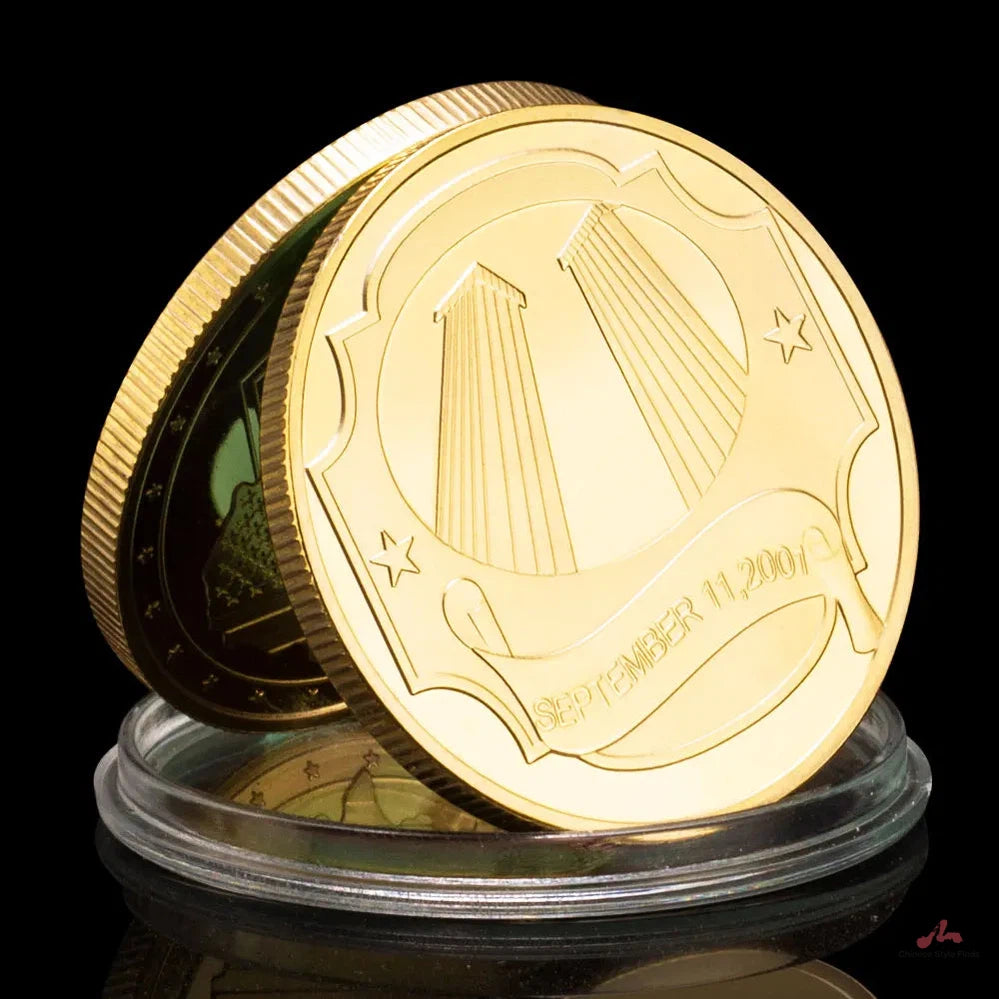 September 11 Terrorist Attacks Souvenir Gift Never Forget Collectible Golden Plated Coin American Heroes Commemorative Coin 1464-Chinese Style Finds™