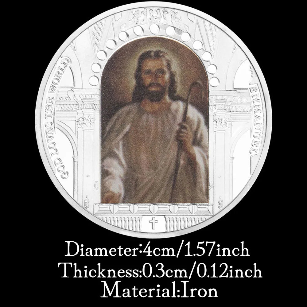 Silver Plated Coin Jesus Pattern God Loves The World Souvenir Collectible Gift Last Dinner Silver Jesus Coin 1467-Chinese Style Finds™