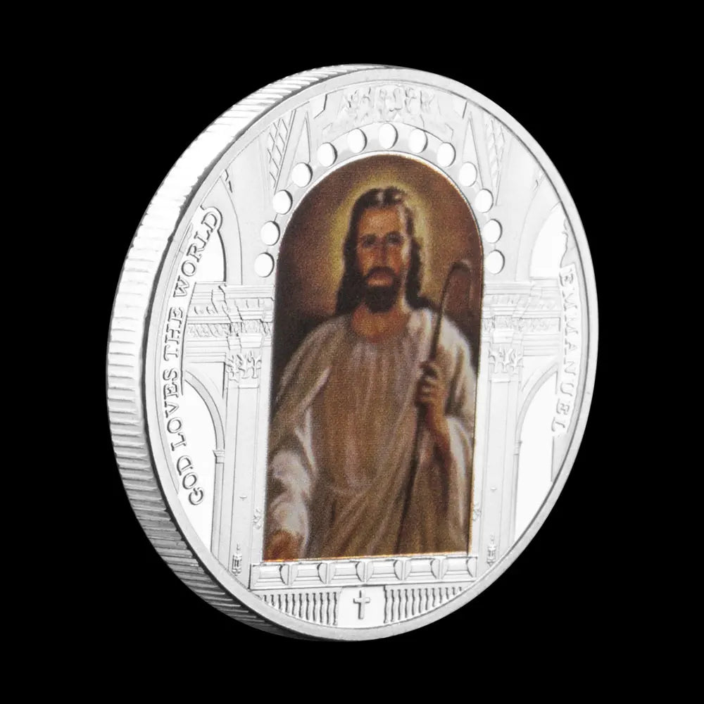 Silver Plated Coin Jesus Pattern God Loves The World Souvenir Collectible Gift Last Dinner Silver Jesus Coin 1467-Chinese Style Finds™