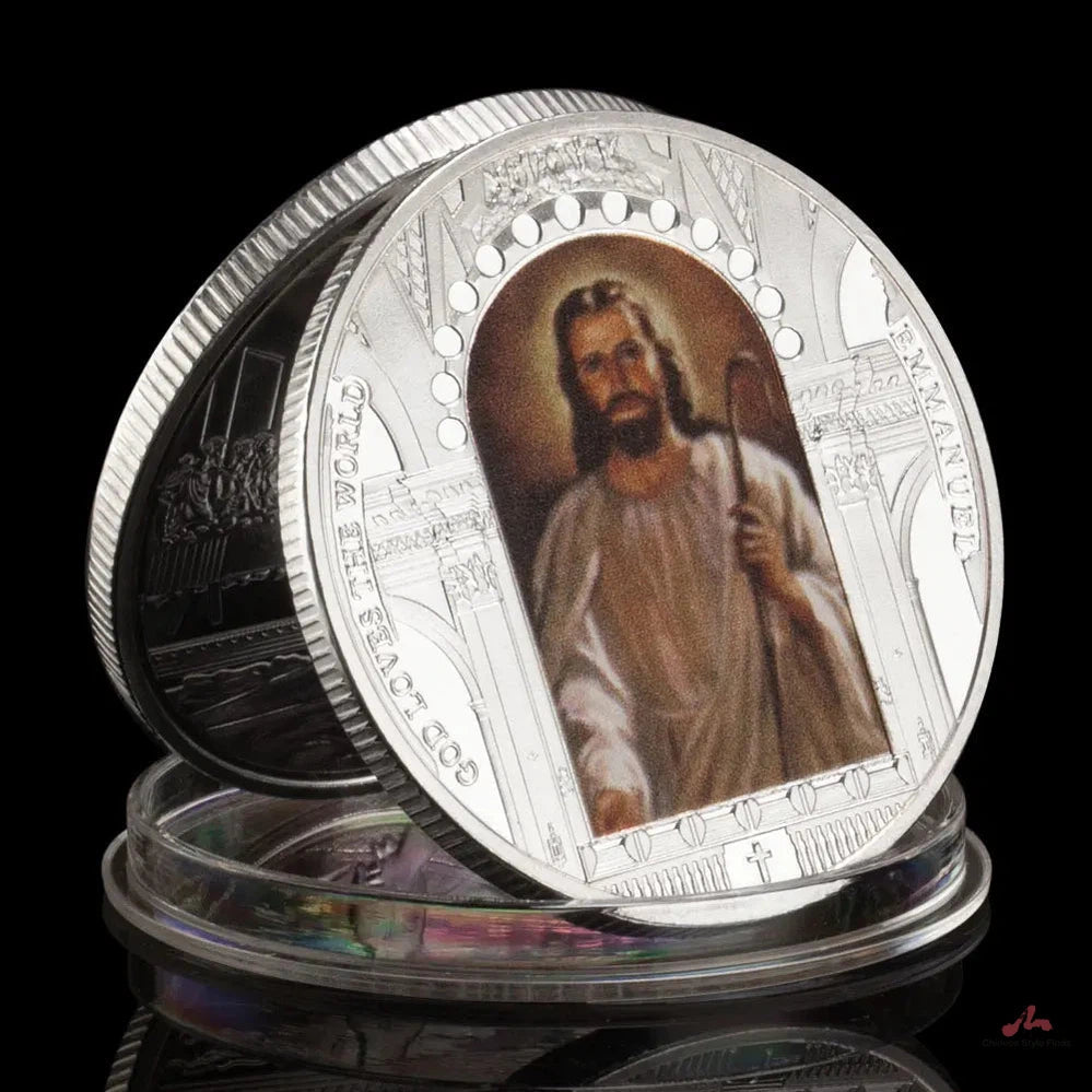 Silver Plated Coin Jesus Pattern God Loves The World Souvenir Collectible Gift Last Dinner Silver Jesus Coin 1467-Chinese Style Finds™