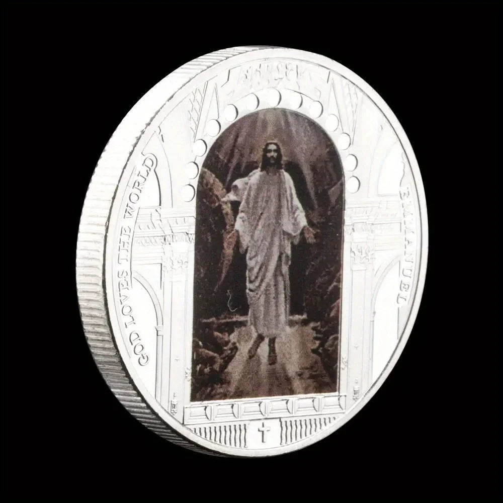 Silver Plated Coin Jesus Pattern God Loves The World Souvenir Collectible Gift Last Dinner Silvery Jesus Coin 1229-Chinese Style Finds™