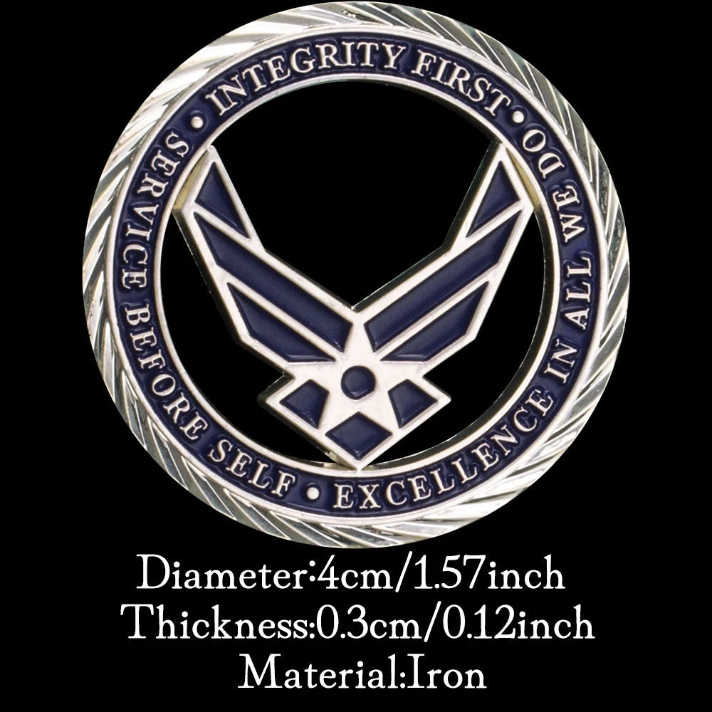 Silver Plated United States Air Force Core Values Commemorative Challenge Coin Art Craft Navy Hollow Out Commemorative Coin 1508-Chinese Style Finds™