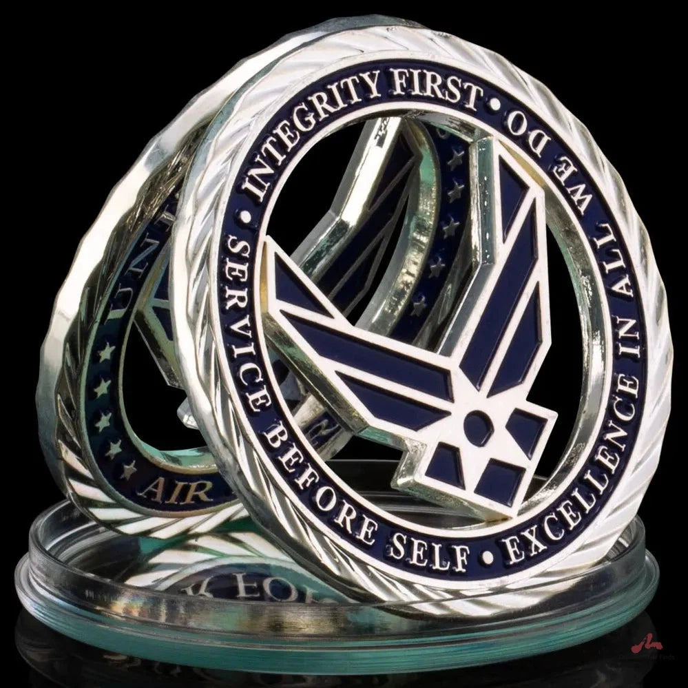 Silver Plated United States Air Force Core Values Commemorative Challenge Coin Art Craft Navy Hollow Out Commemorative Coin 1508-Chinese Style Finds™