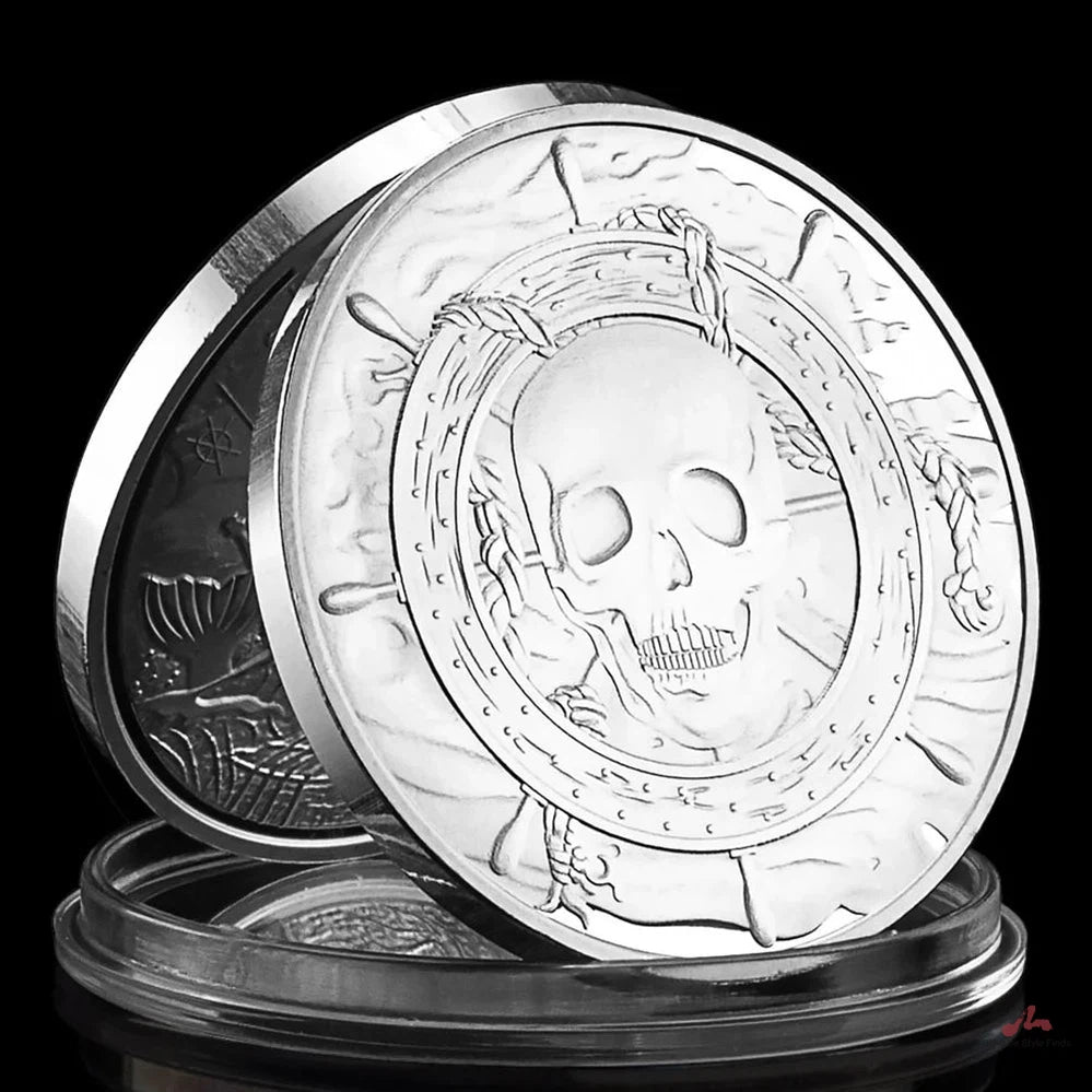 Skull Silver Plated Souvenir Coin Whale Catcher Pattern Collectible Gift Collection Art Commemorative Coin 1618-Chinese Style Finds™