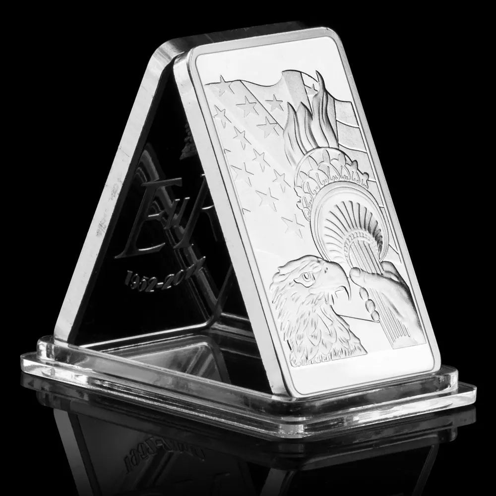 Statue of Liberty Souvenir Gift Collection Art Silvery Plated Silvery Bar USA Liberty Commemorative Coin 1546-Chinese Style Finds™