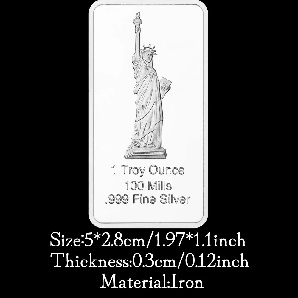 Statue of Liberty Souvenir Gift Collection Art Silvery Plated Silvery Bar USA Liberty Commemorative Coin 1546-Chinese Style Finds™