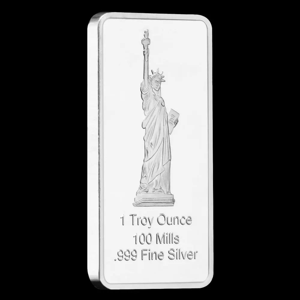 Statue of Liberty Souvenir Gift Collection Art Silvery Plated Silvery Bar USA Liberty Commemorative Coin 1546-Chinese Style Finds™