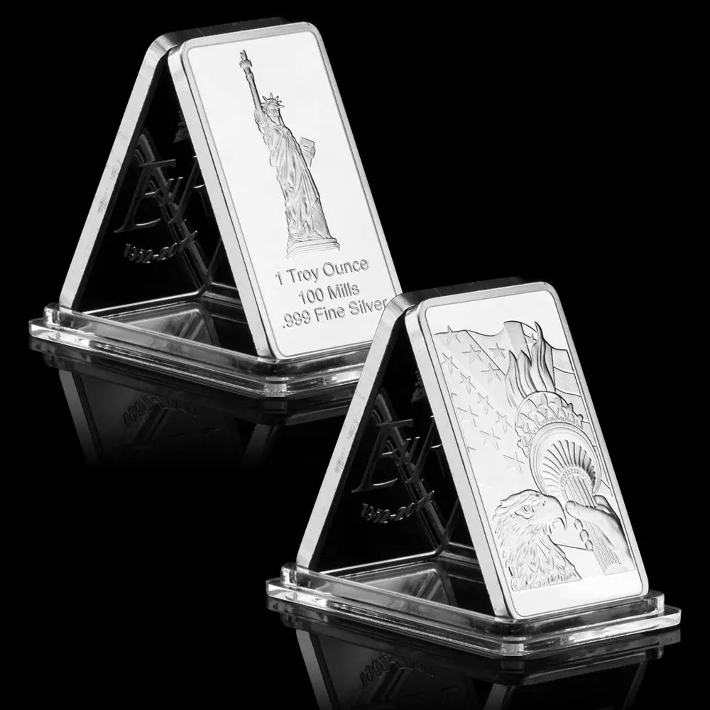 Statue of Liberty Souvenir Gift Collection Art Silvery Plated Silvery Bar USA Liberty Commemorative Coin 1546-Chinese Style Finds™