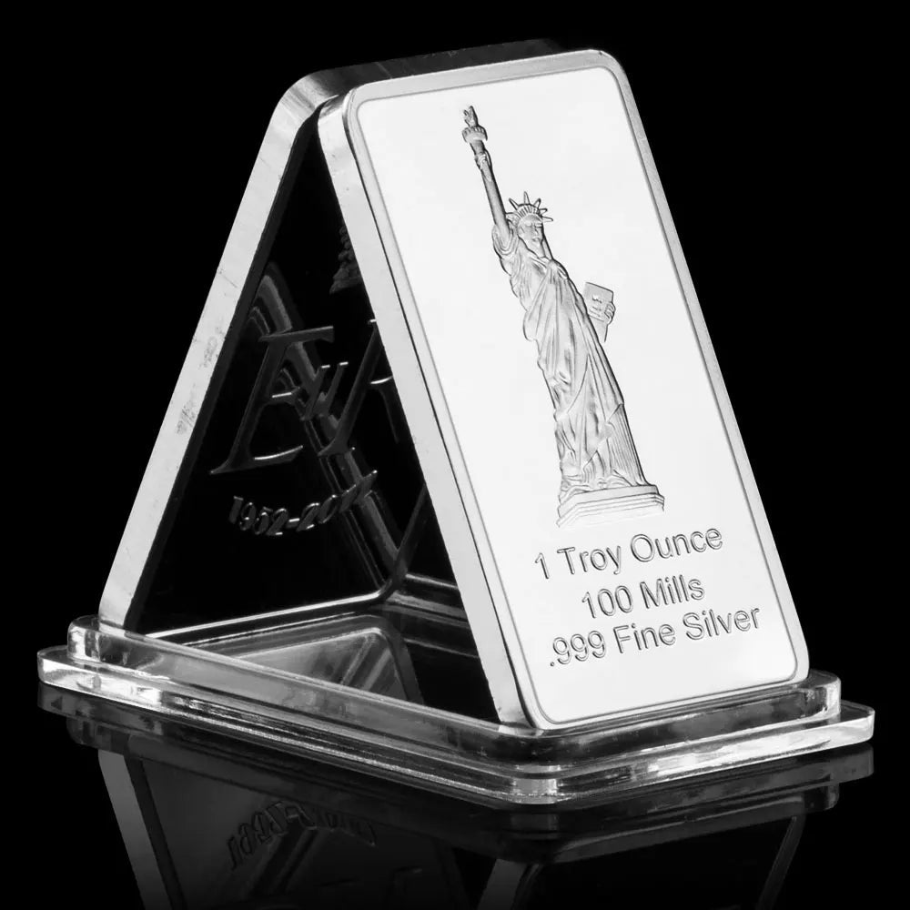 Statue of Liberty Souvenir Gift Collection Art Silvery Plated Silvery Bar USA Liberty Commemorative Coin 1546-Chinese Style Finds™