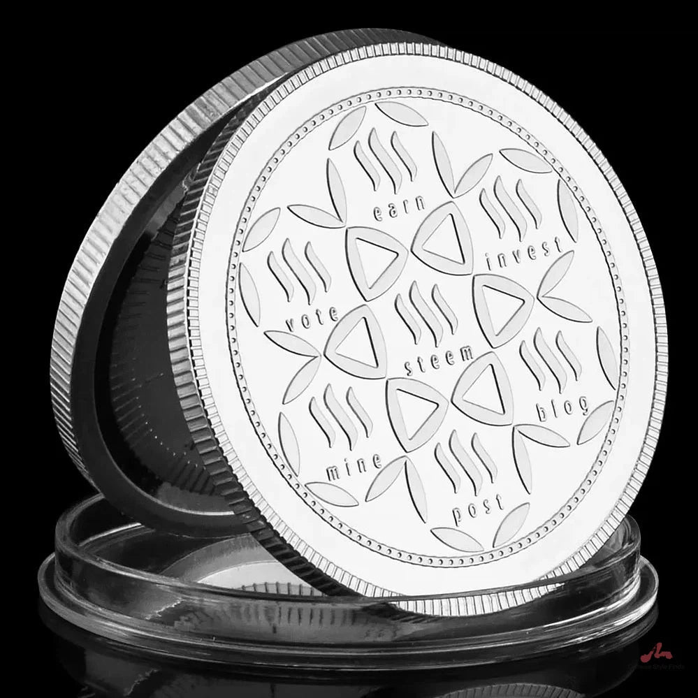 Steem Crypto Coins Silvery Plated Souvenirs and Gift Ideas Home Decorations Physical Commemorative Coin Cryptocurrency Coin 1477-Chinese Style Finds™