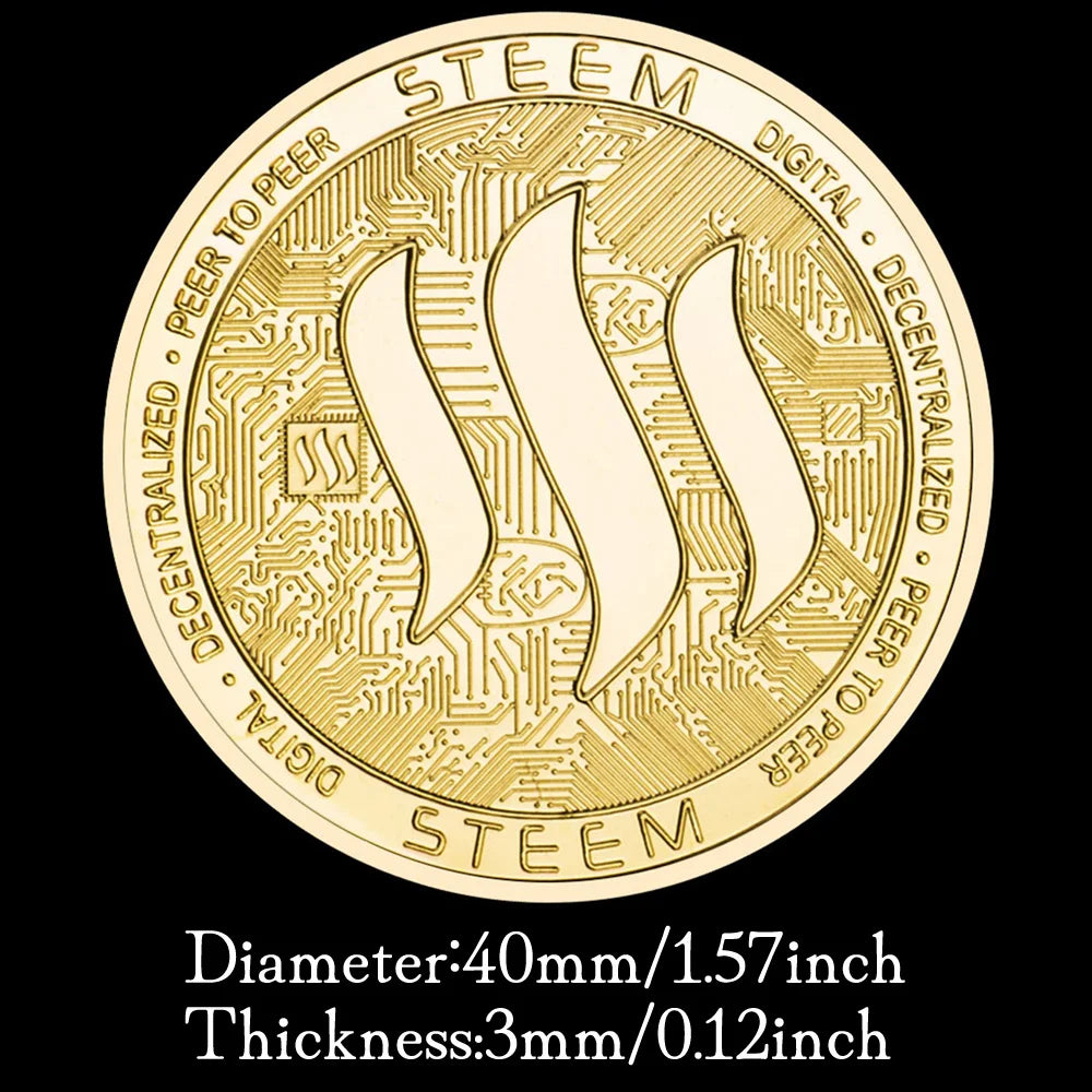 Steem Dollar Physical Crypto Coin Gold Plated Souvenir Coin Steem Powwer Collectible Cryptocurrency Coin Commemorative Coin 1588-Chinese Style Finds™