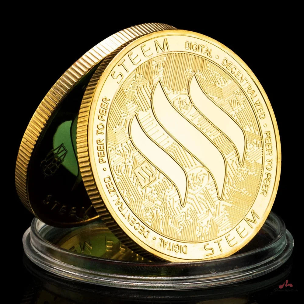 Steem Dollar Physical Crypto Coin Gold Plated Souvenir Coin Steem Powwer Collectible Cryptocurrency Coin Commemorative Coin 1588-Chinese Style Finds™